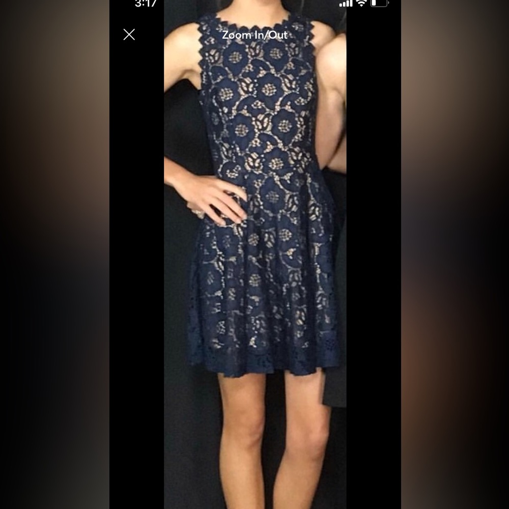 Formal navy blue lace dress